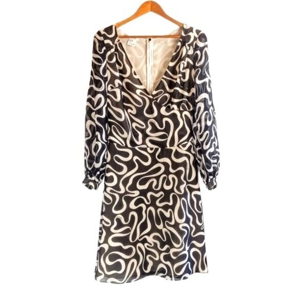 Escada Black Ivory Print Silk Dress - Picture 1 of 7